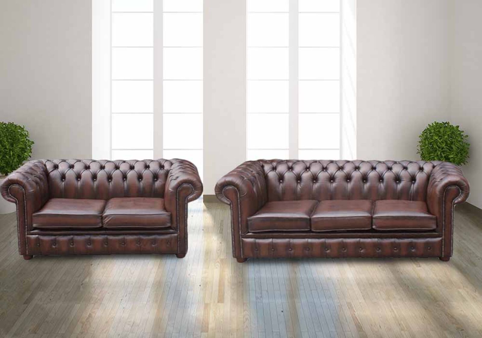 Product photograph of Chesterfield 3 2 Seater Real Antique Leather Sofa Suite Offer from Designer Sofas 4U