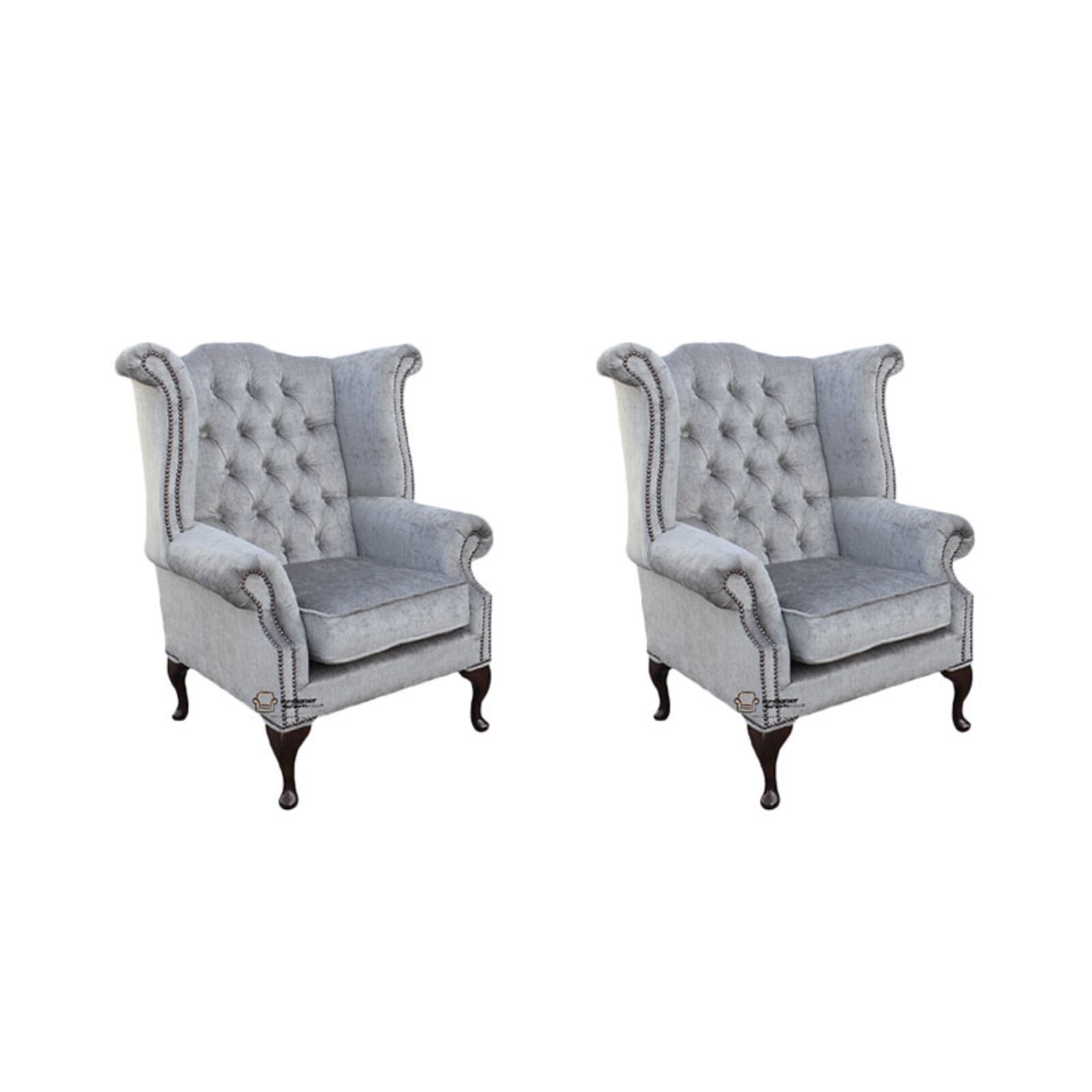Product photograph of Chesterfield 2 X Queen Anne Chairs Perla Illusions Velvet Sofa Suite Offer from Designer Sofas 4U