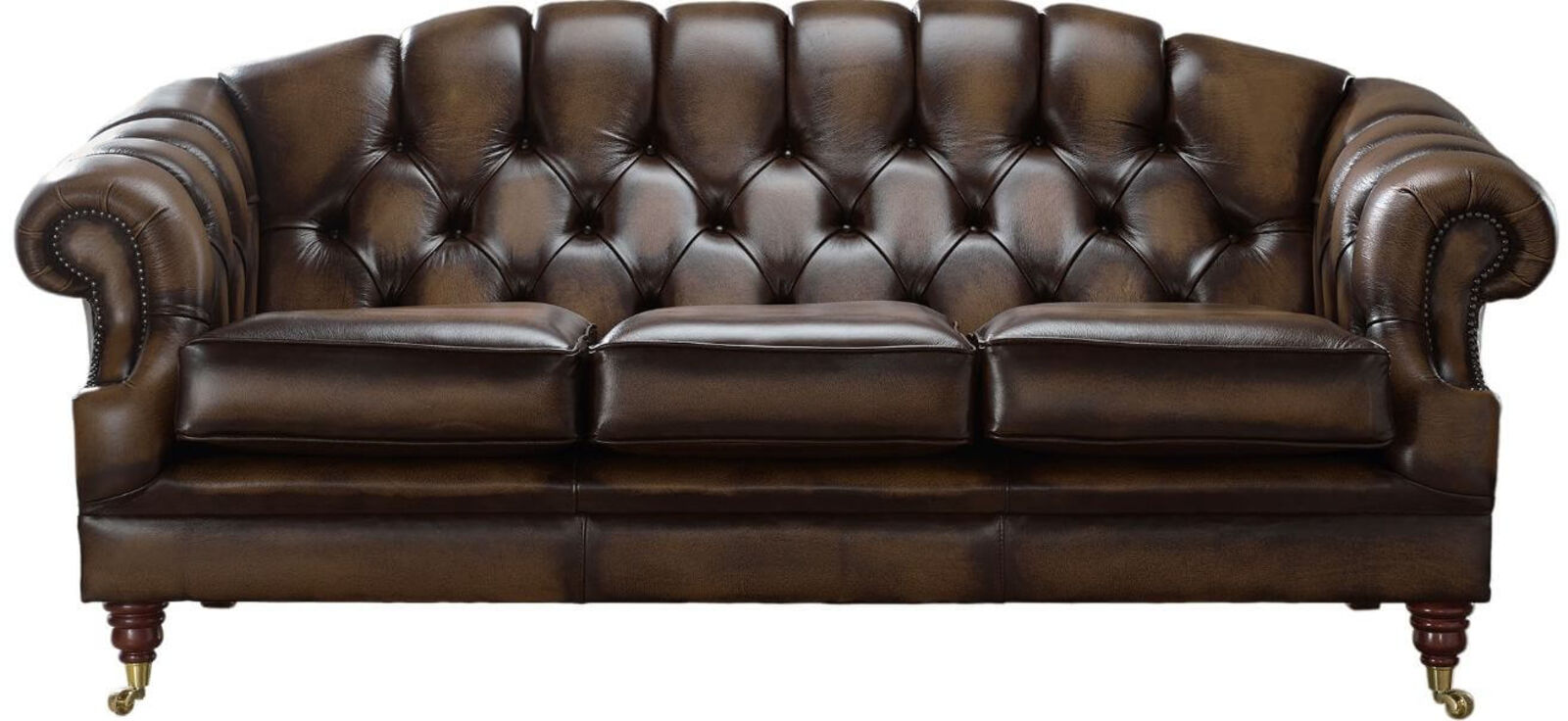 Product photograph of Chesterfield Victoria 3 Seater Leather Sofa Settee Antique Brown Leather from Designer Sofas 4U