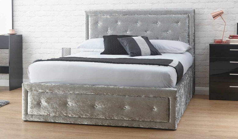 Serenity Crushed Velvet King Size Bed Silver