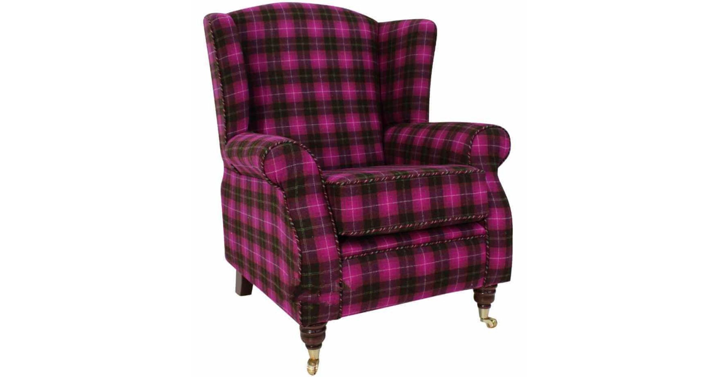 pink check armchair