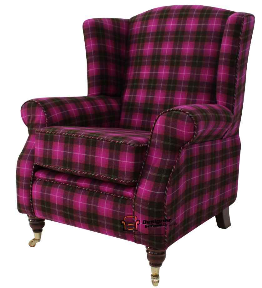 pink check armchair