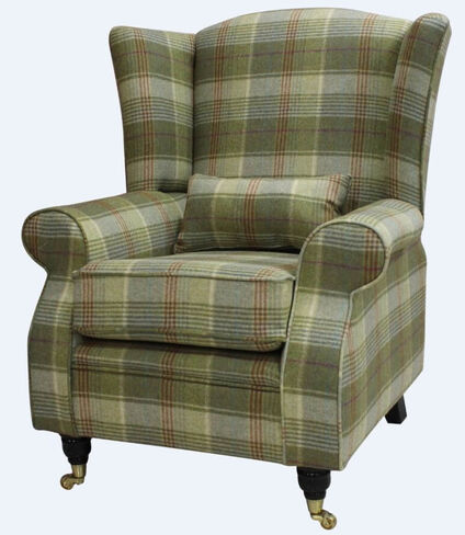 Lana Purple Check Elegance Wing Chair Fireside High Back Armchair