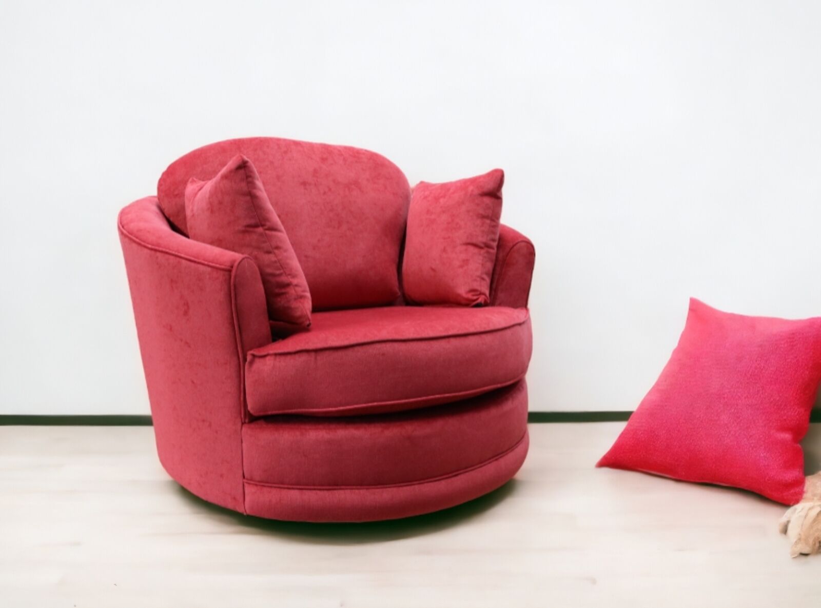 Product photograph of Cuddler Snuggle Swivel Armchair Pimlico Wine Fabric from Designer Sofas 4U