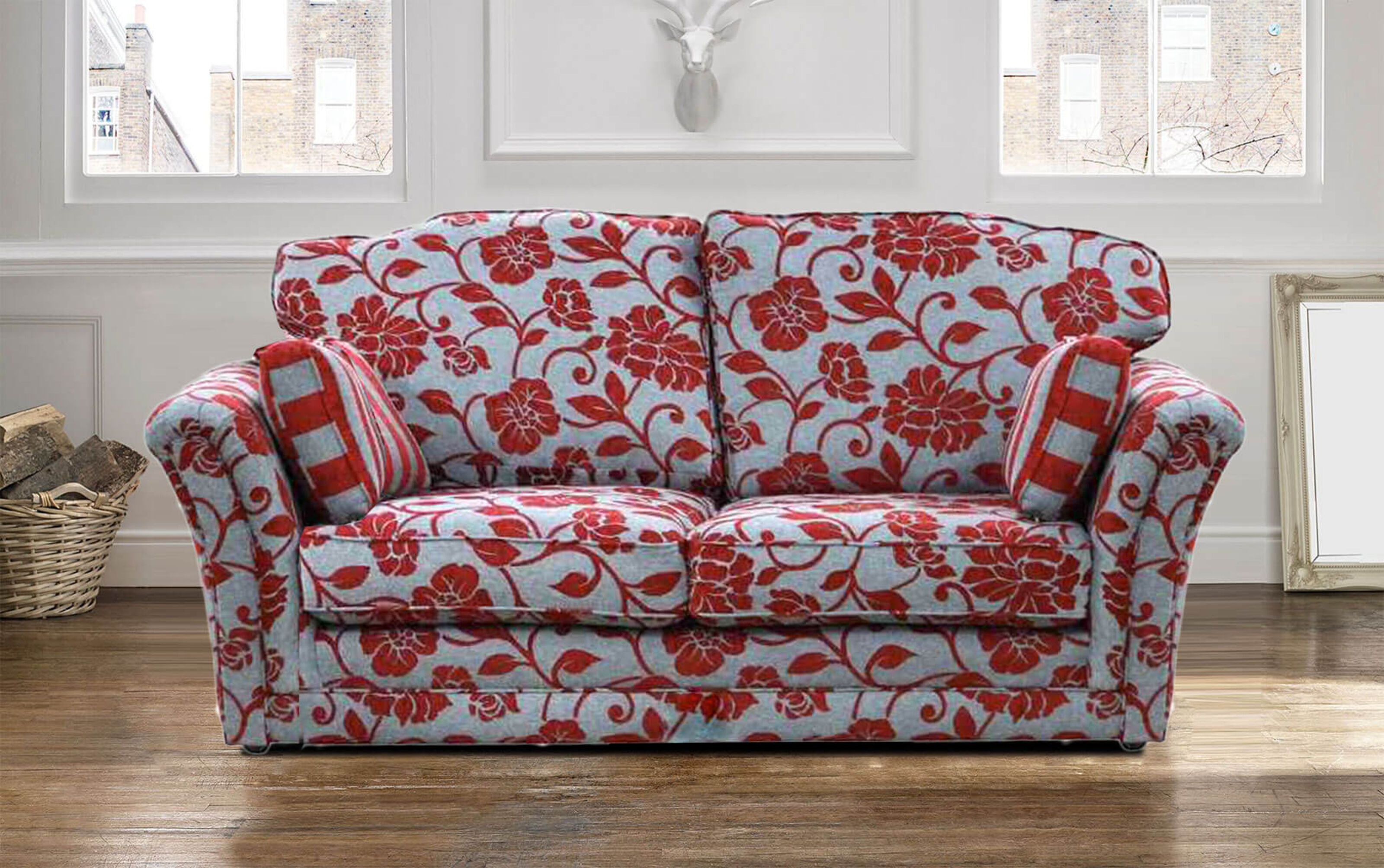 White deals floral sofa