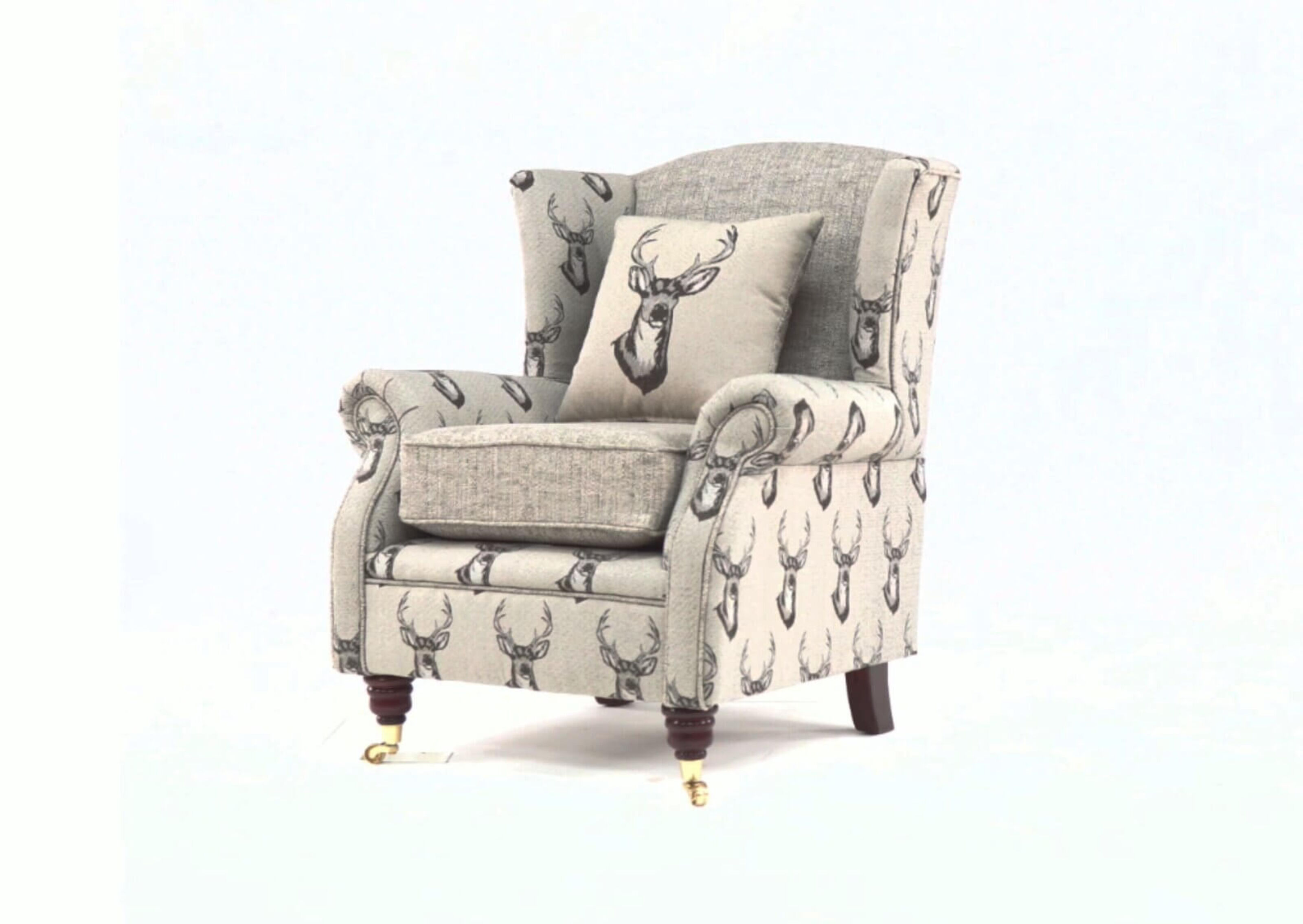 Antler Stag Fireside High Back Wing Chair Chesterfields Chairs