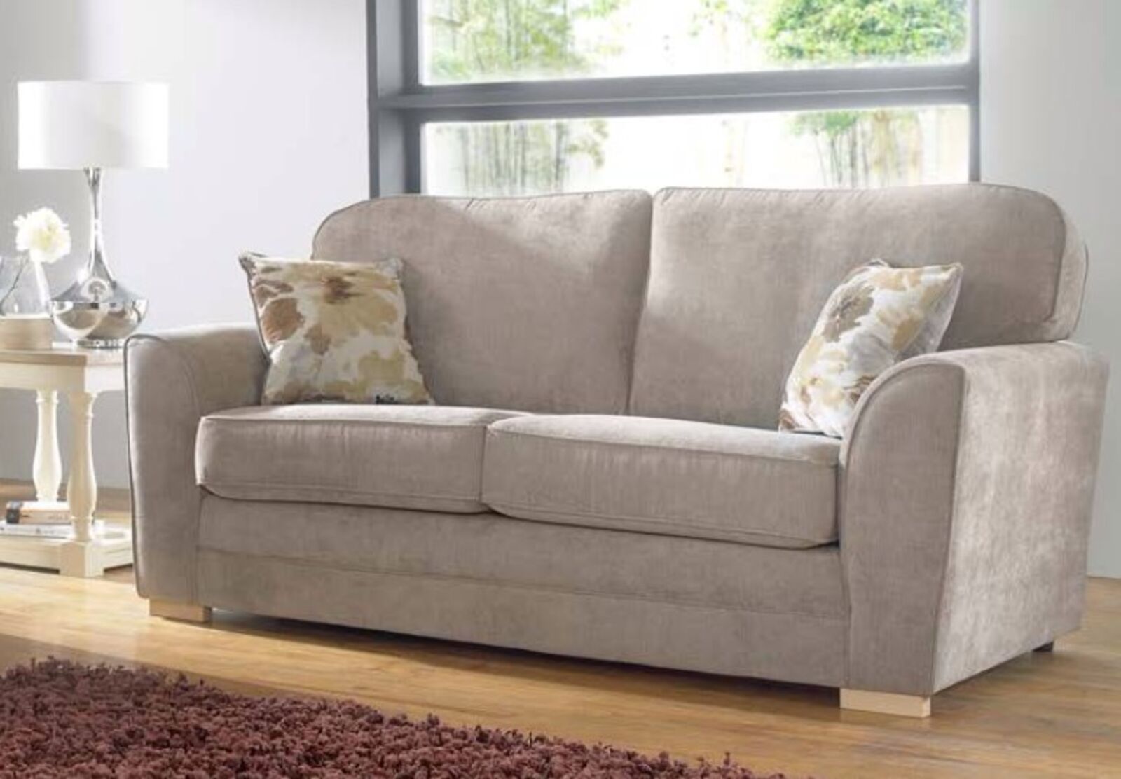 Product photograph of Keira 3 Seater Sofa Taupe Fabric from Designer Sofas 4U