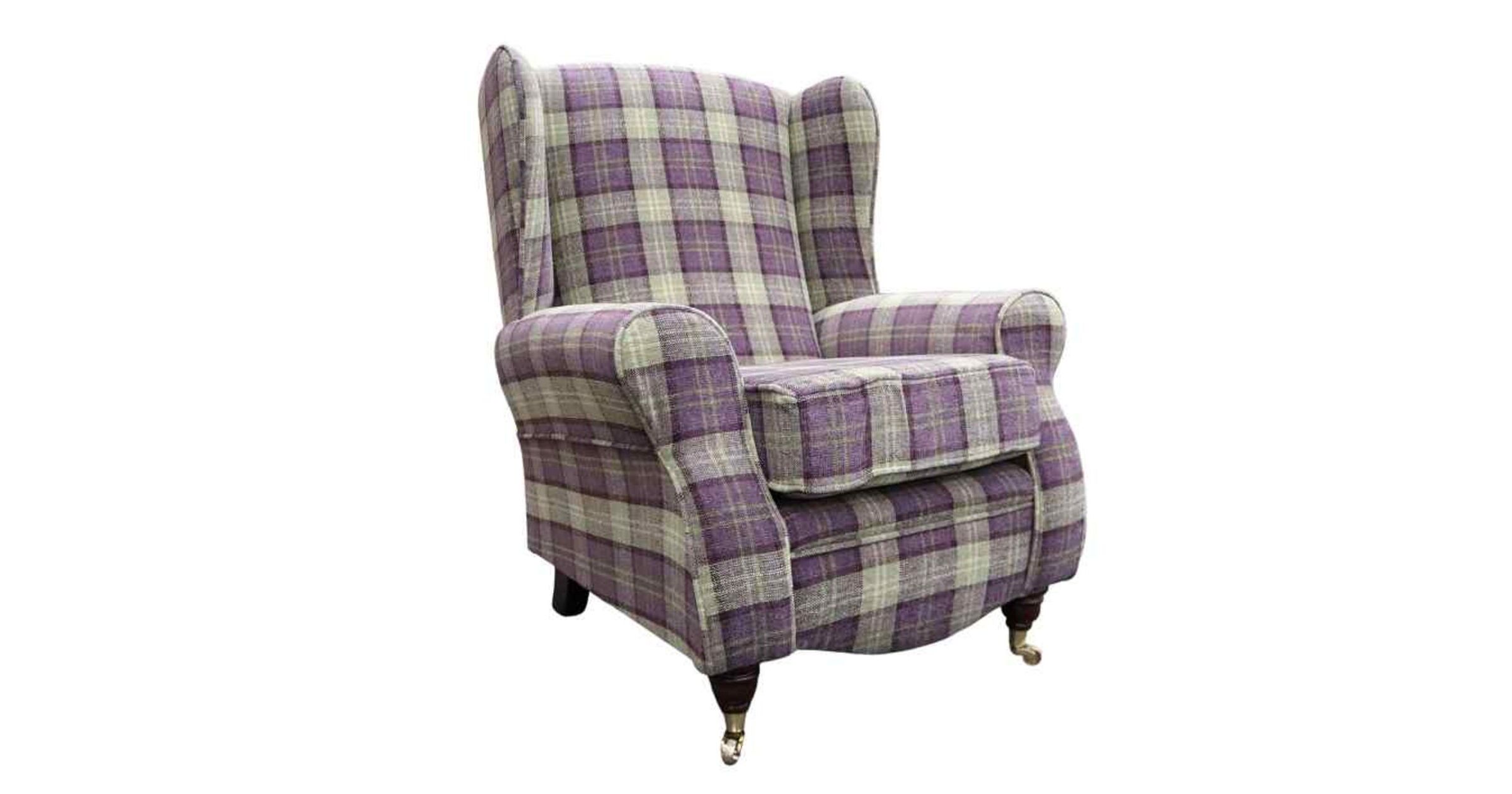 purple check armchair