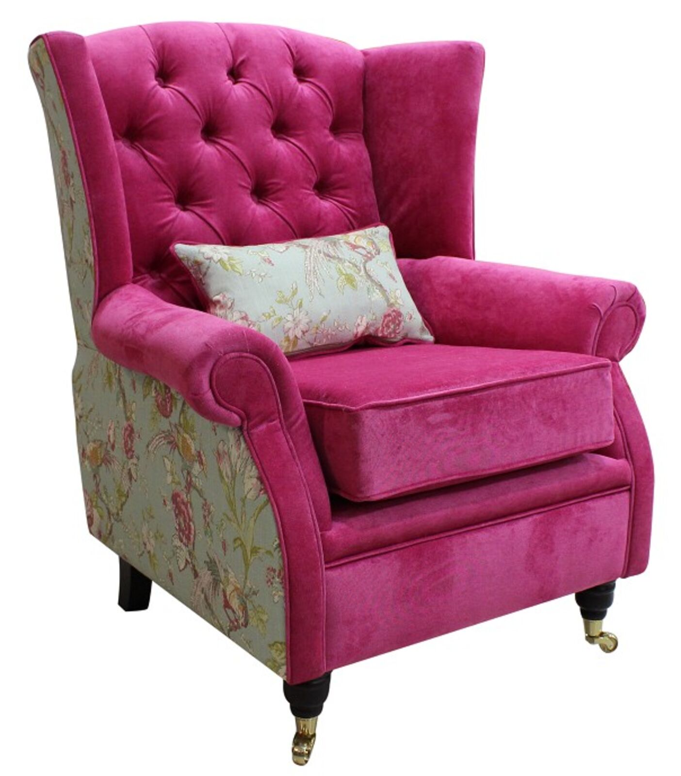 Product photograph of Sherlock Wing Chair Fireside High Back Armchair Danza Pink Renaissance Duckegg from Designer Sofas 4U