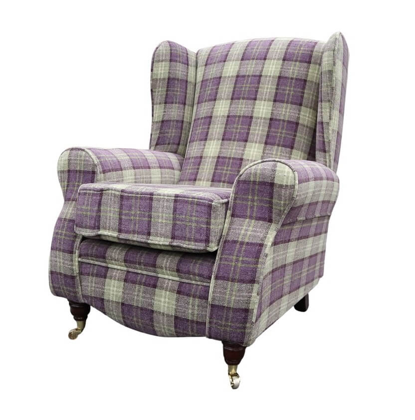 purple check armchair