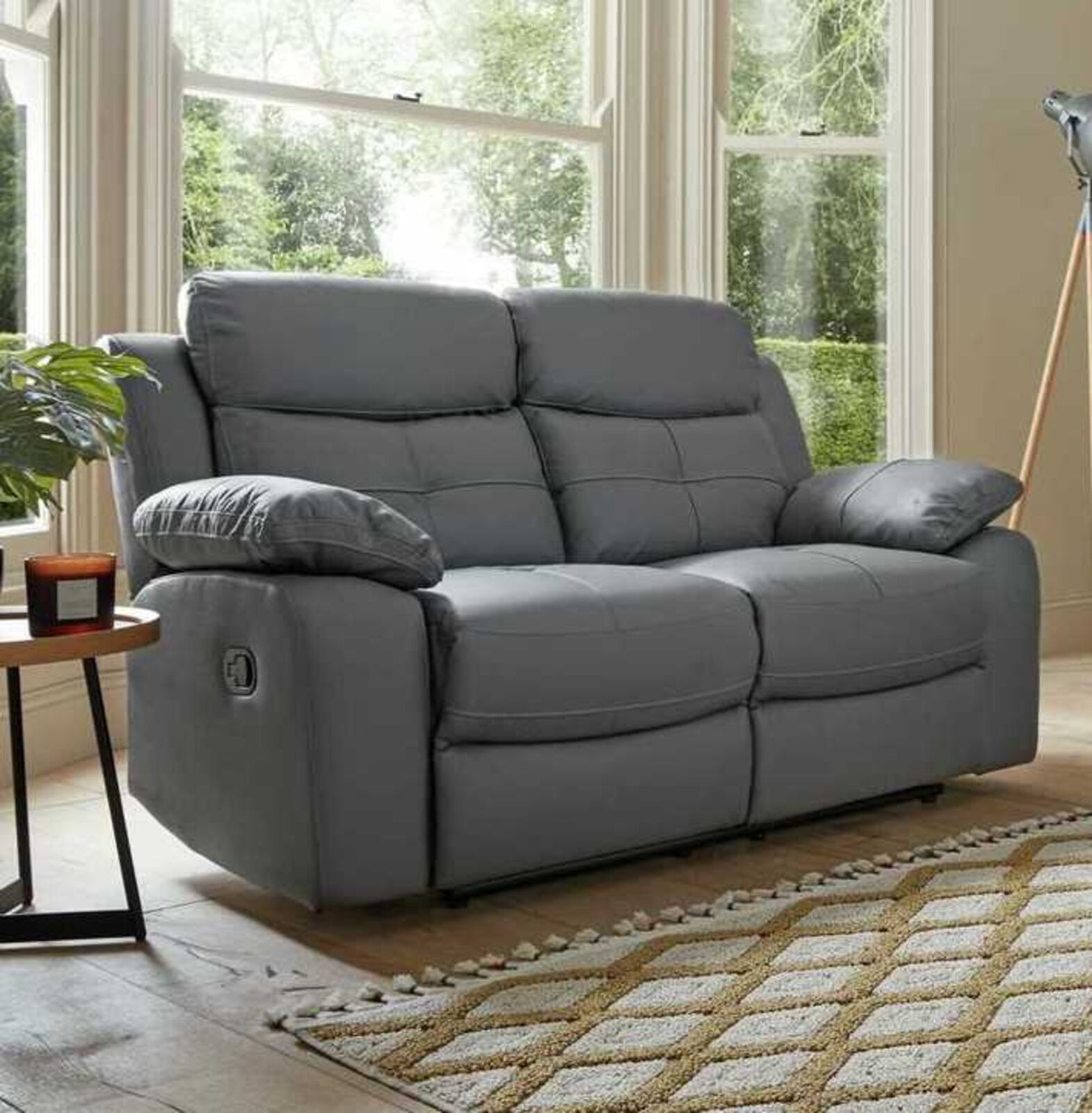 Product photograph of Toronto Reclining 2 Seater Sofa Grey Leather from Designer Sofas 4U
