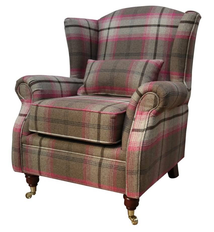 pink check armchair