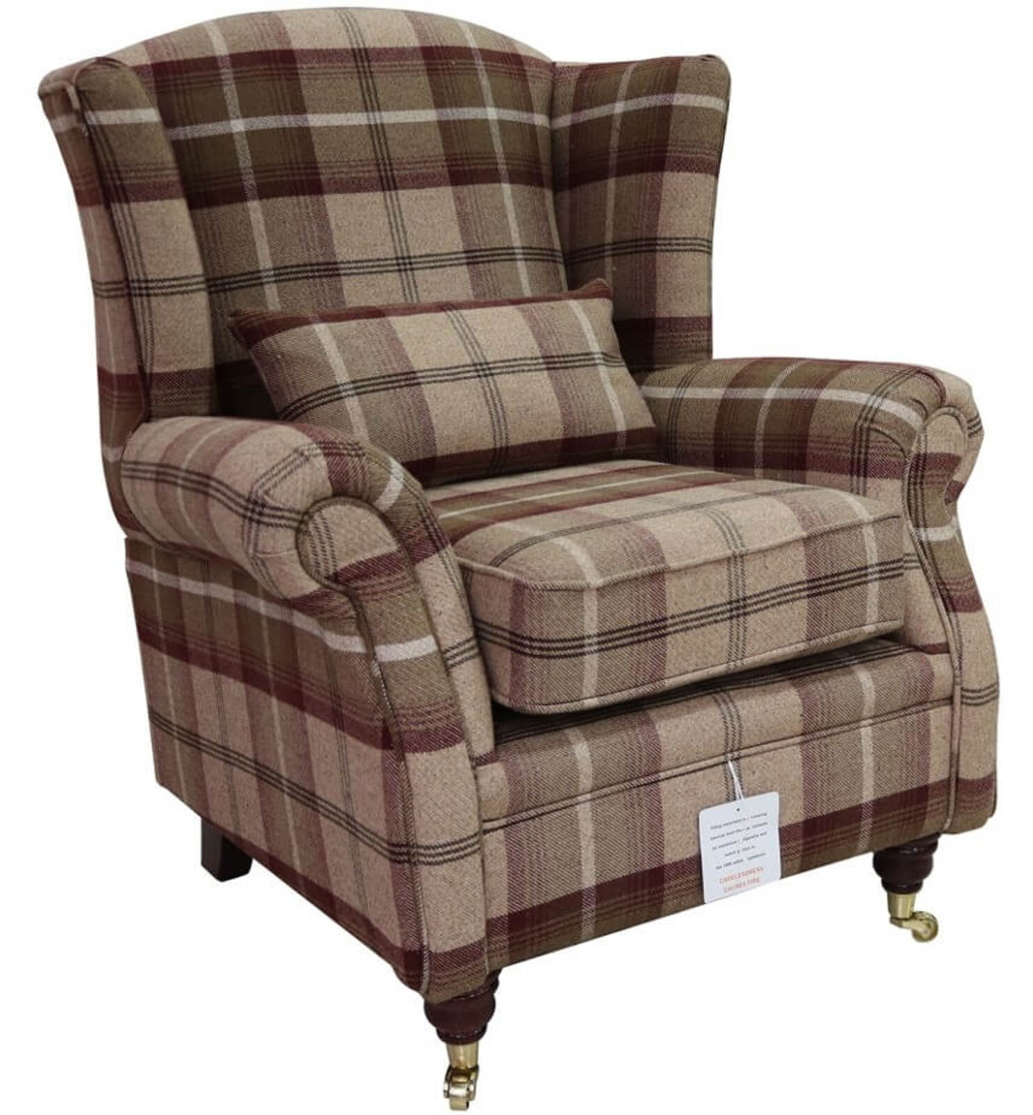 Product photograph of Wing Chair Fireside High Back Armchair Balmoral Mulberry Check Fabric P Amp S from Designer Sofas 4U