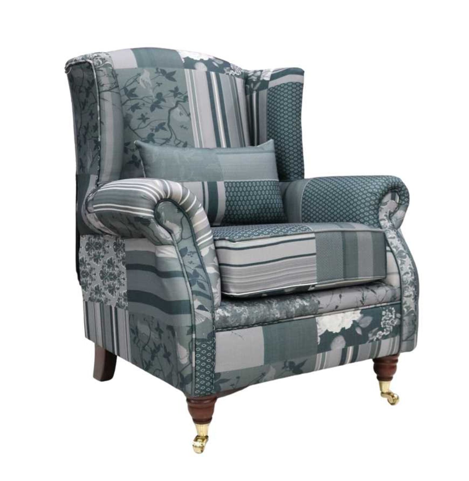 Product photograph of Wing Chair Fireside High Back Armchair Charles Patchwork Amp Hellip from Designer Sofas 4U