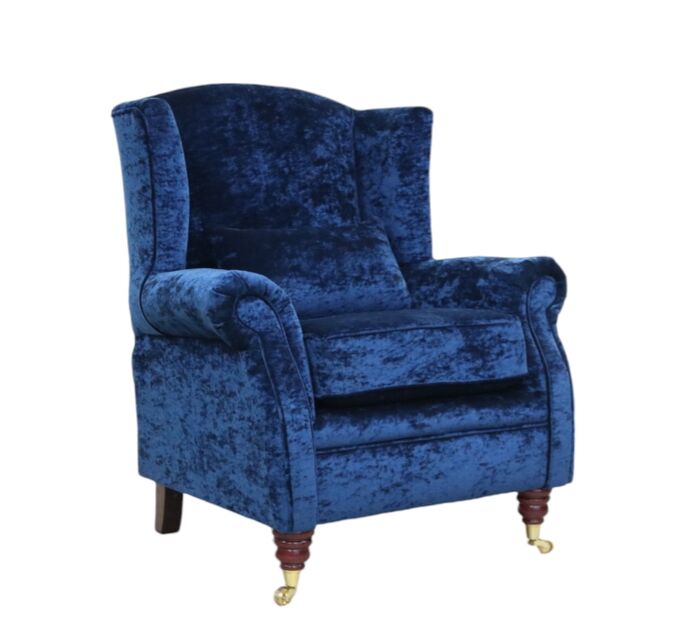 Wing Chair Fireside High Back Armchair Modena Deft Blue Velvet