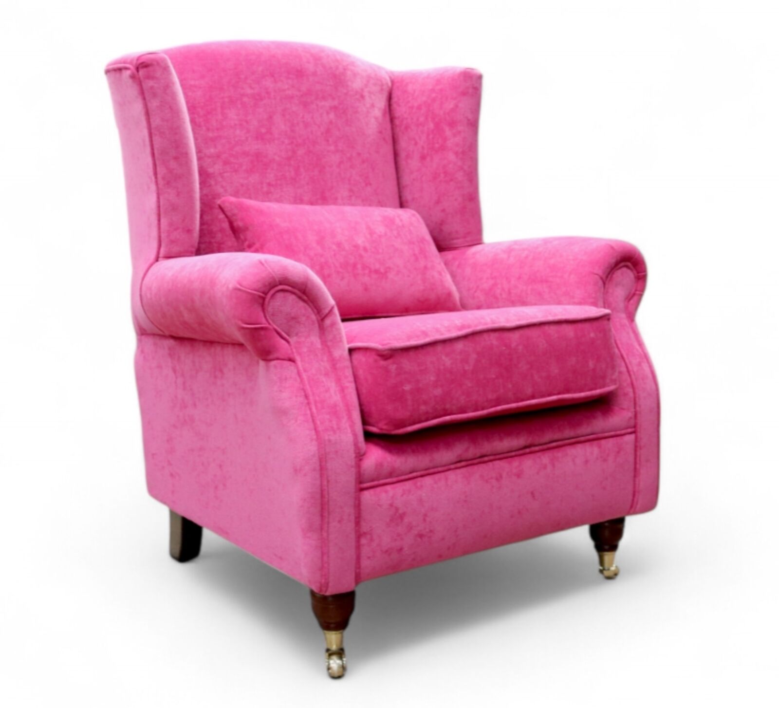 Product photograph of Wing Chair Fireside High Back Armchair Pimlico Fuchsia Pink Fabric from Designer Sofas 4U