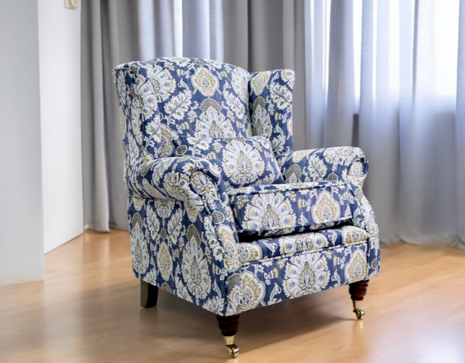 Product photograph of Wing Chair Fireside High Back Armchair Portobello Indigo Blue from Designer Sofas 4U