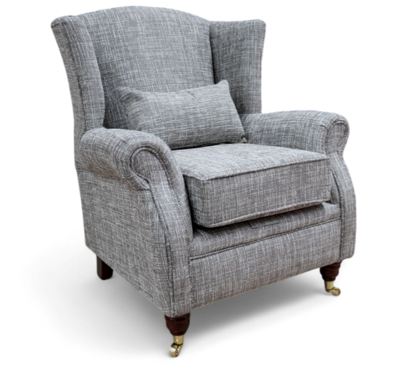 Product photograph of Wing Chair Fireside High Back Armchair Vita Silver Fabric from Designer Sofas 4U