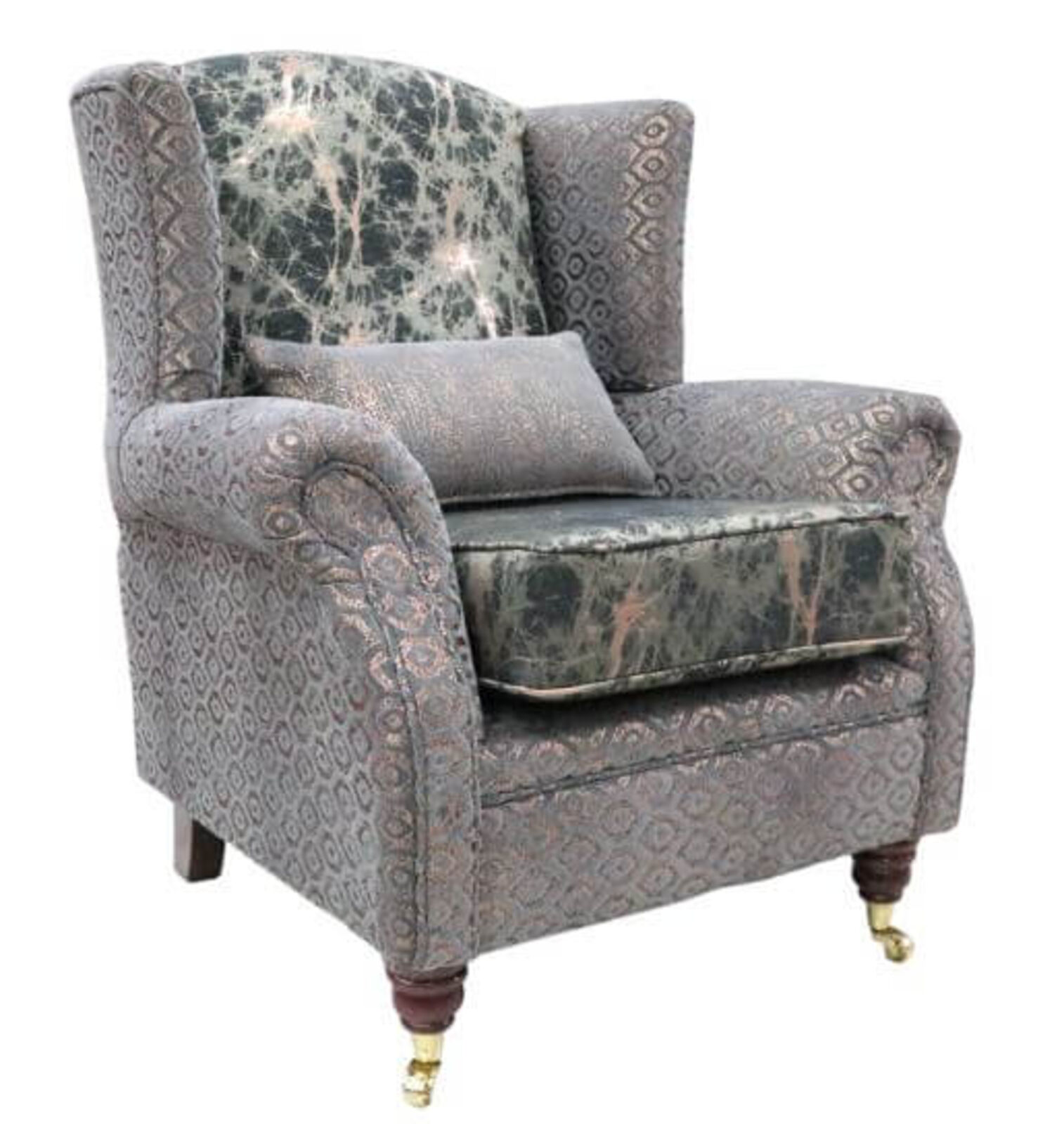 Product photograph of Wing Chair Fireside High Back Armchair Lava Bronze Fabric from Designer Sofas 4U