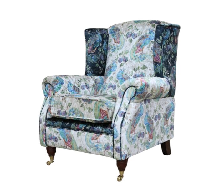 Wing Chair Fireside High Back Peacock Armchair