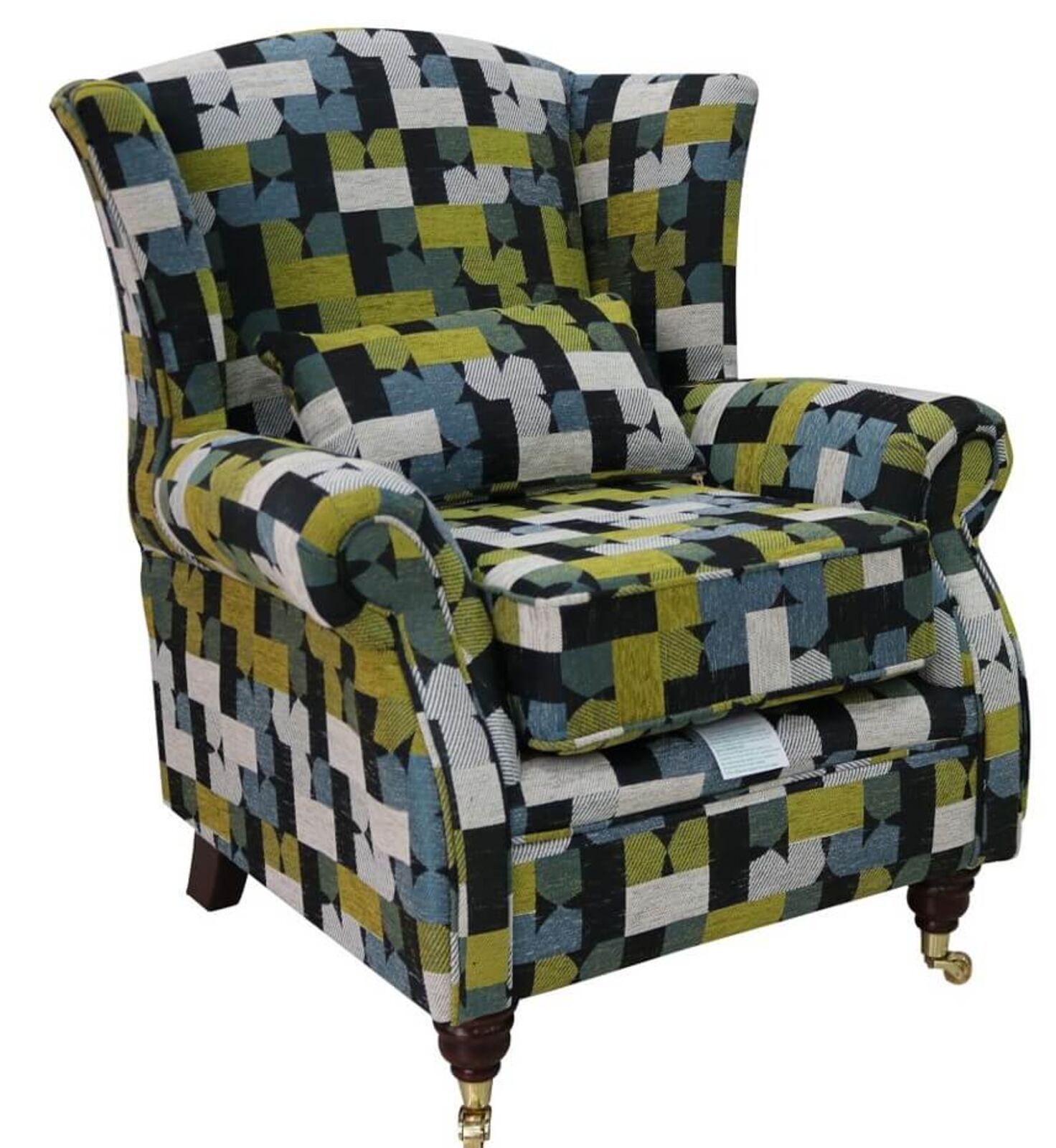 Product photograph of Wing Chair Fireside High Back Armchair Malibu Lime Fabric Designersofas4u from Designer Sofas 4U