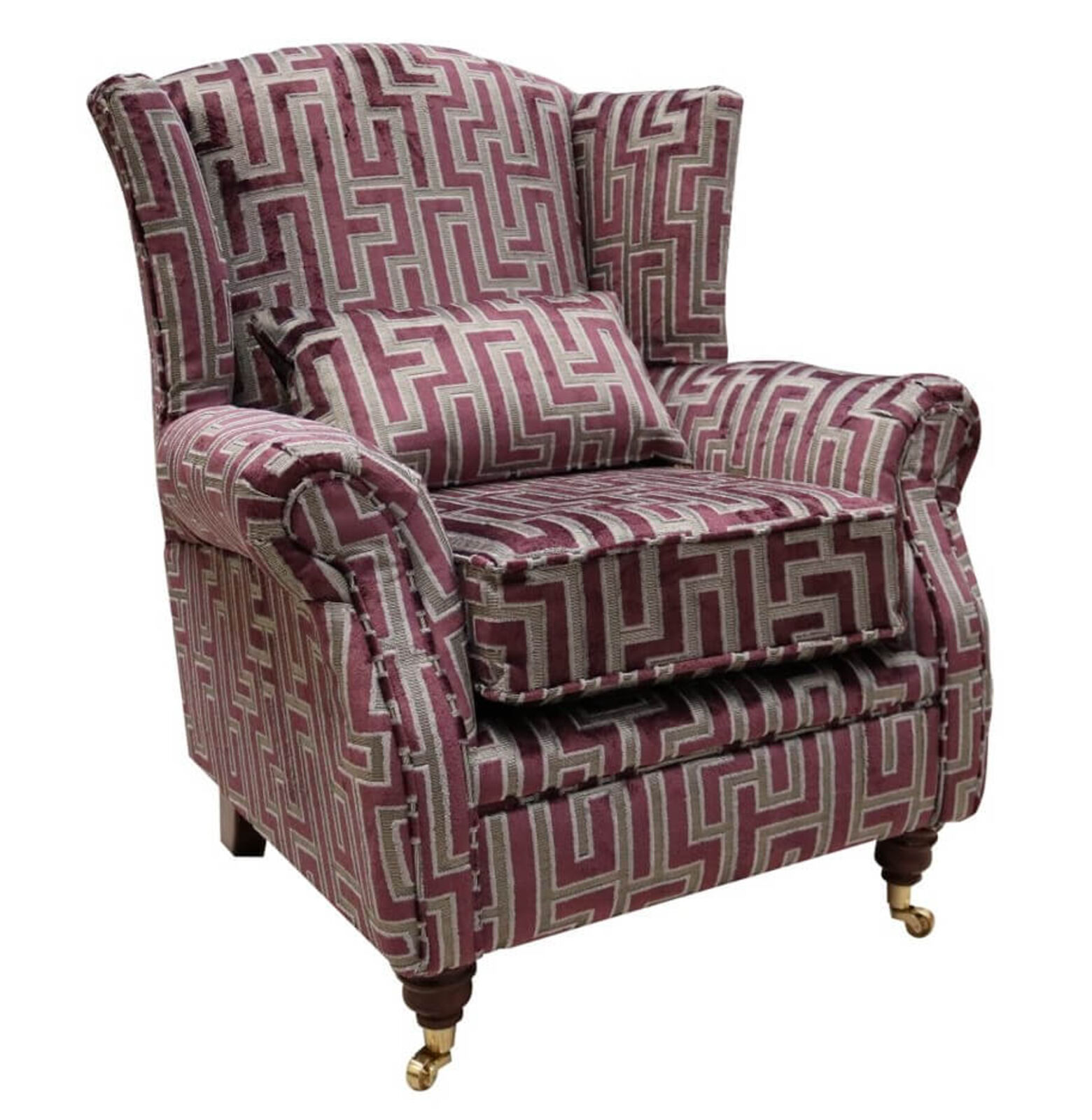 Product photograph of Wing Chair Fireside High Back Armchair Geometric Amethyst Amp Hellip from Designer Sofas 4U