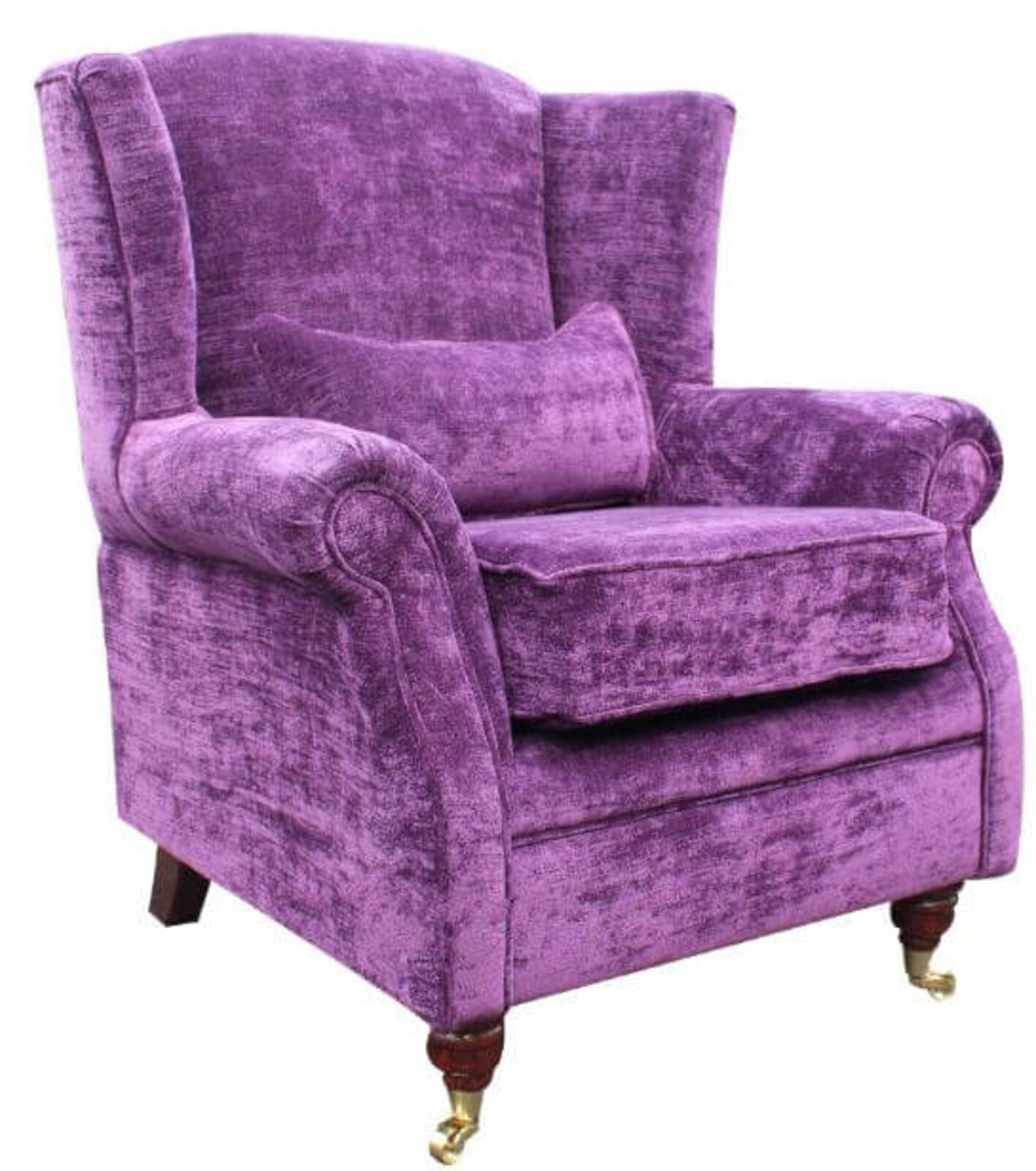 Product photograph of Wing Chair Fireside High Back Armchair Velluto Amethyst Purple Fabric from Designer Sofas 4U