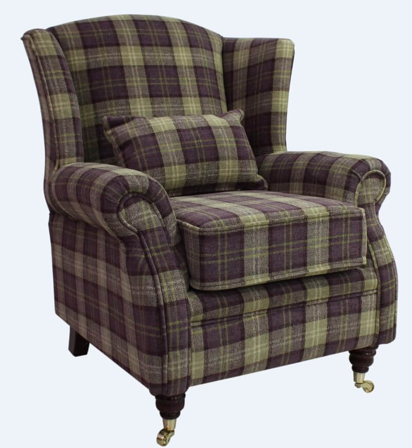 purple check armchair