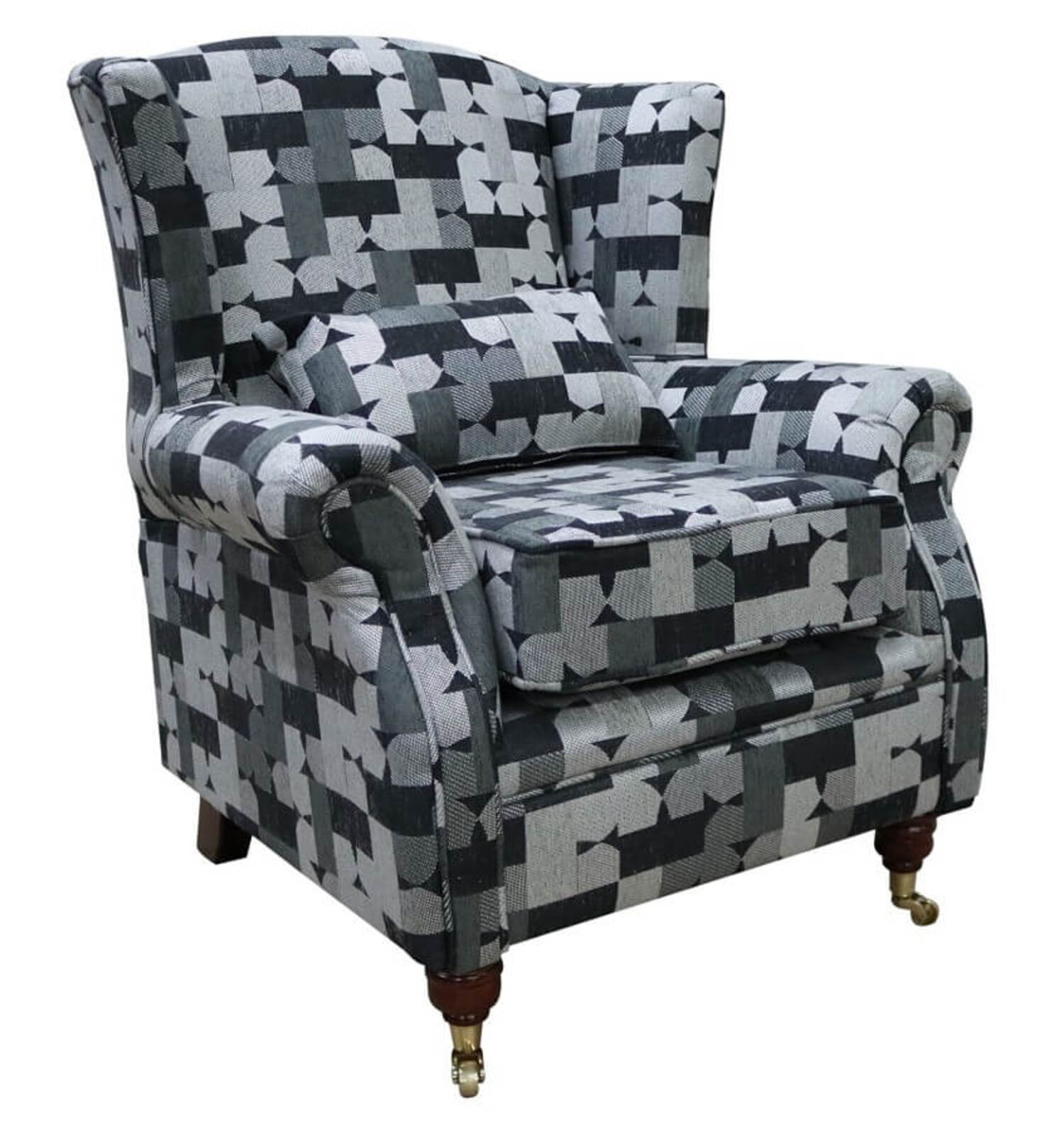 Product photograph of Wing Chair Fireside High Back Armchair Malibu Charcoal Grey Fabric Designersofas4u from Designer Sofas 4U