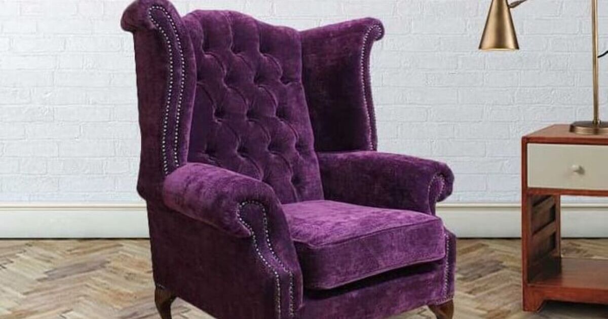 Purple Chesterfield Newby High Back Wing chair ...