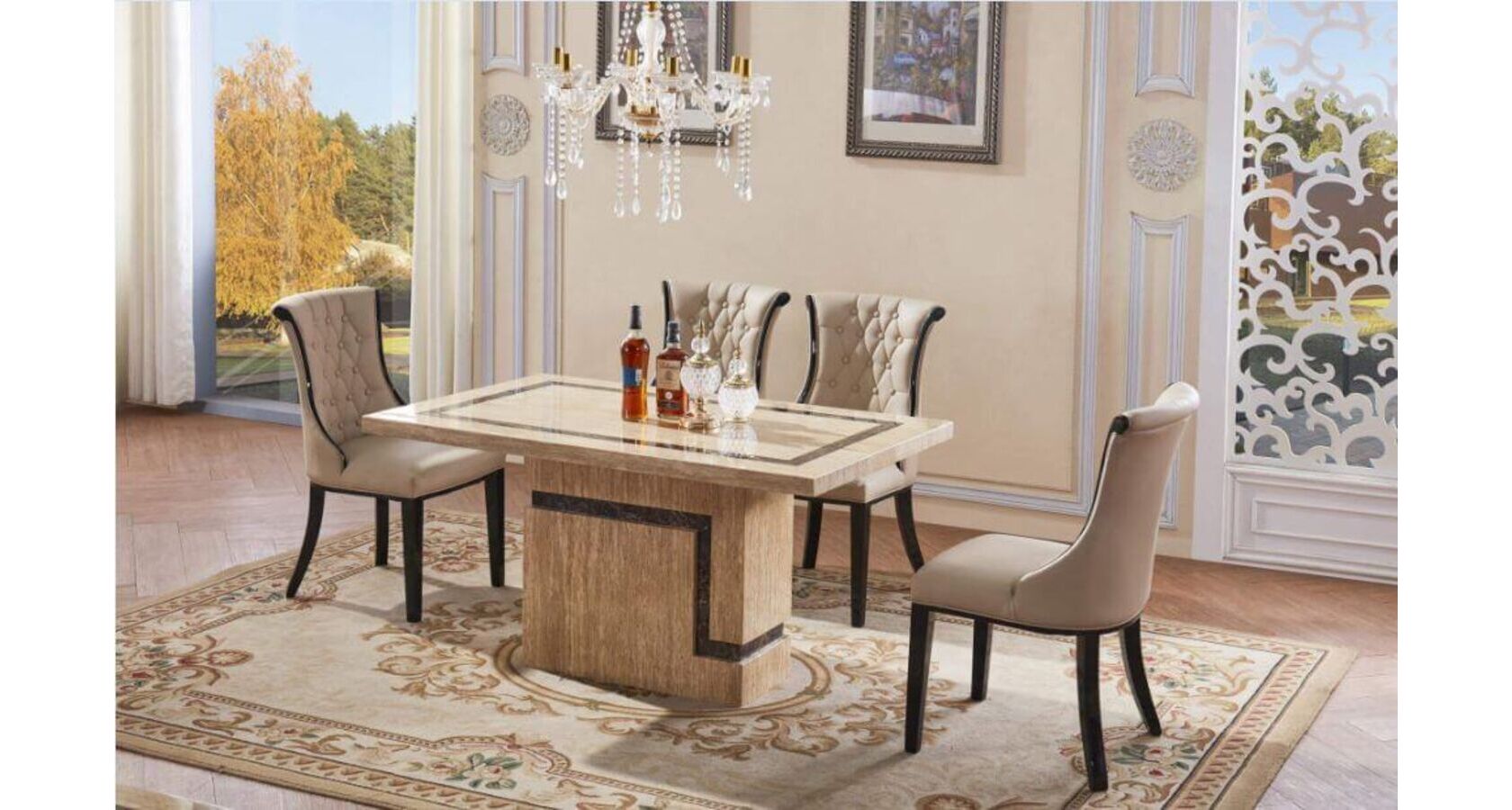 Cream stone dining discount table