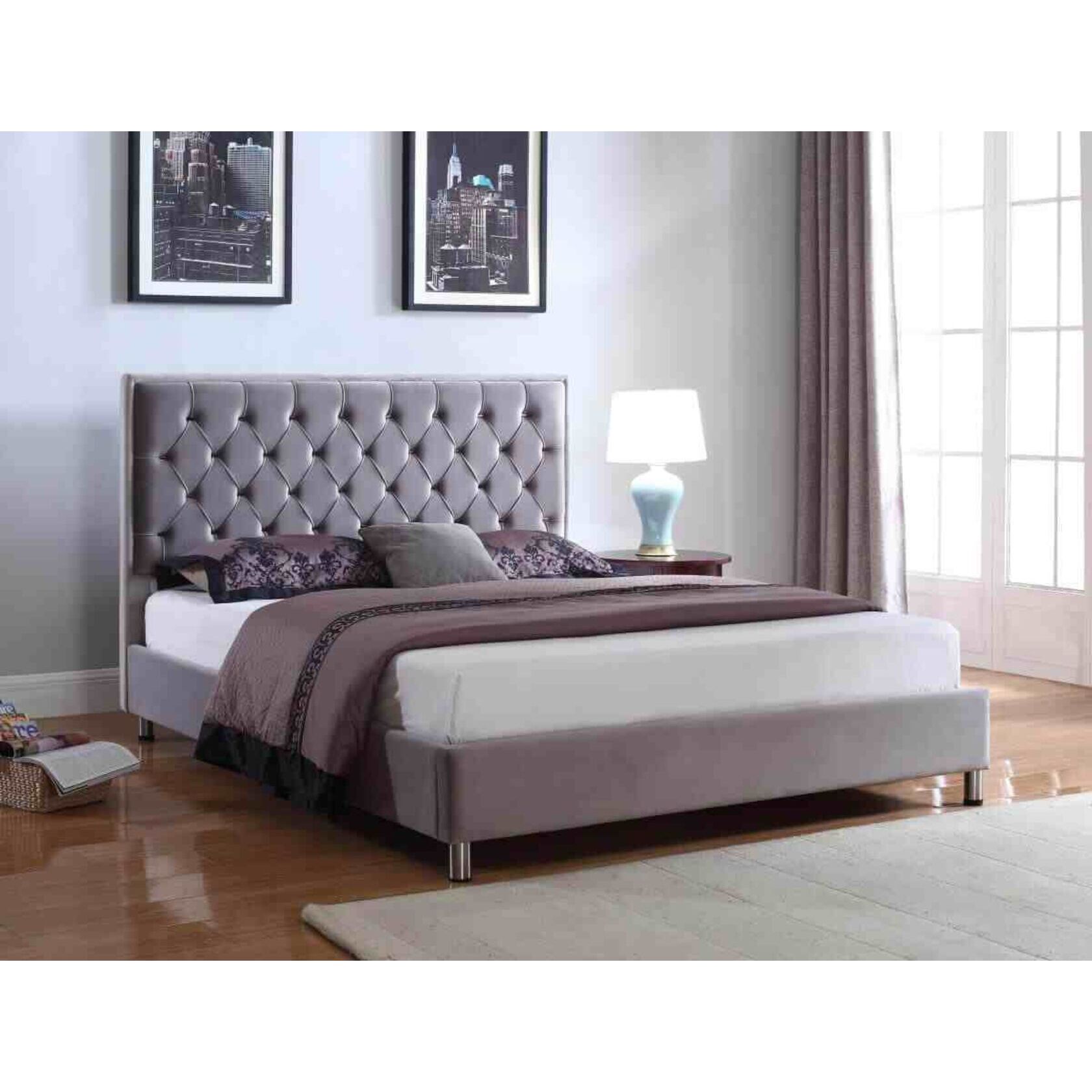 Dark gray 2024 velvet bed