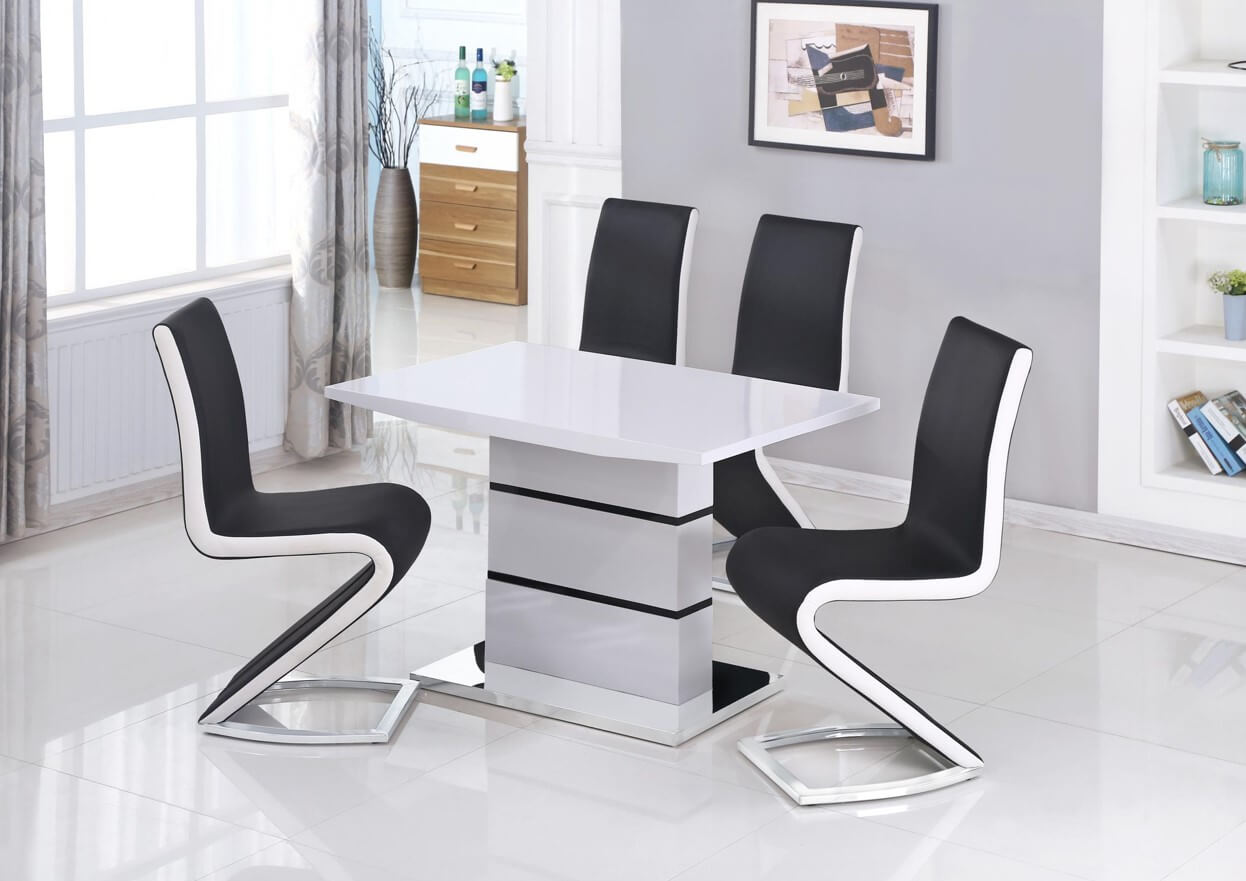 White high gloss small best sale dining table and chairs