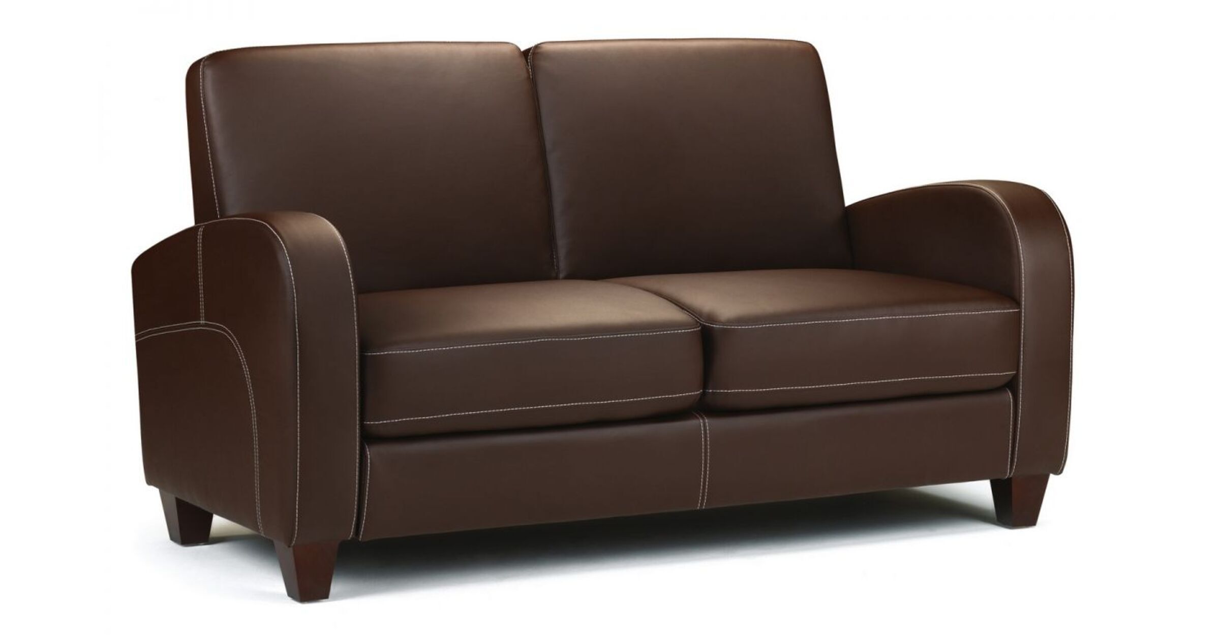 Brown faux leather 2 seater deals sofa