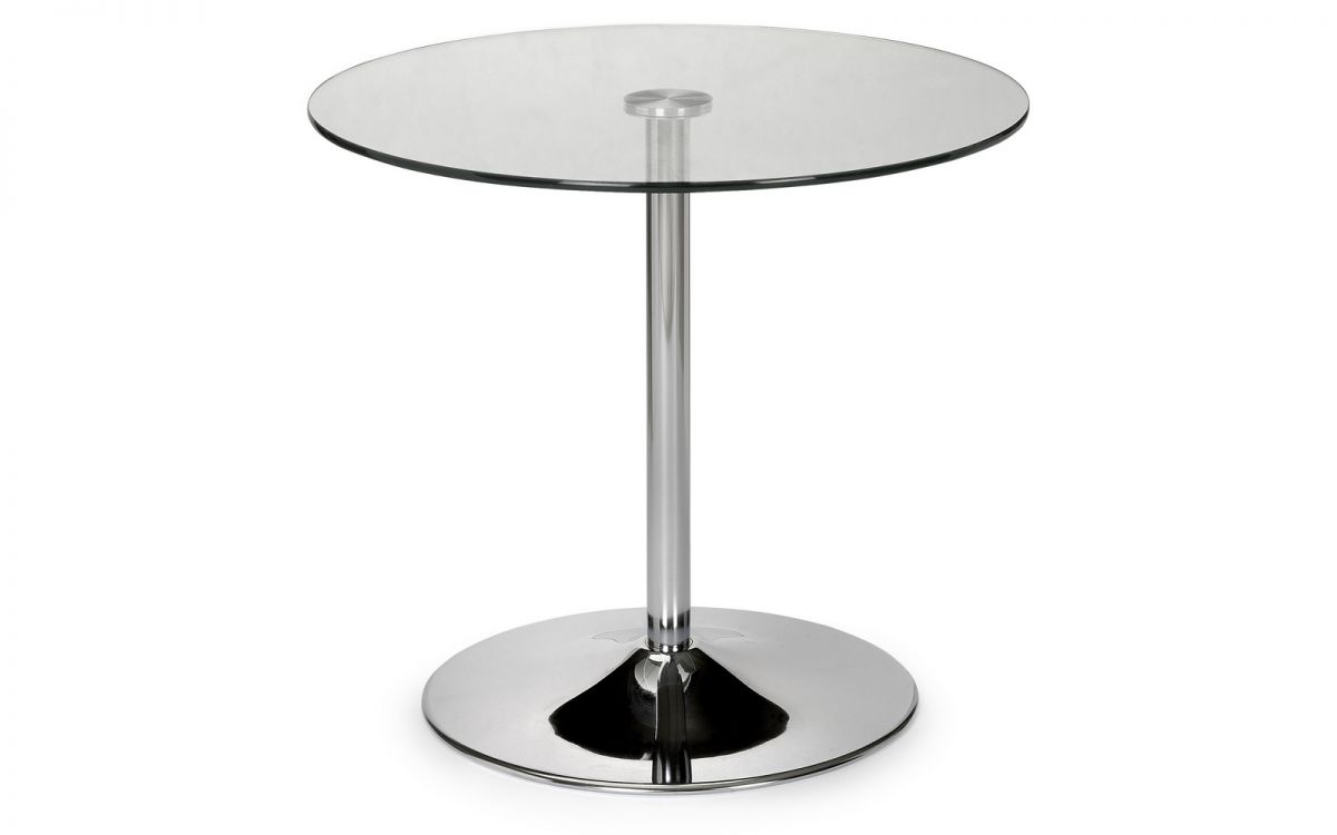 Chrome table base for store glass top