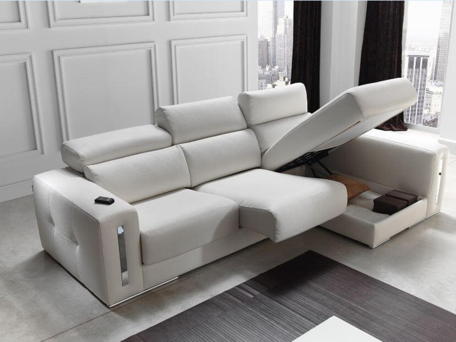 Product photograph of Sabrina Italian Reclining Leather Corner Group Infinity Sofa Blanco White from Designer Sofas 4U