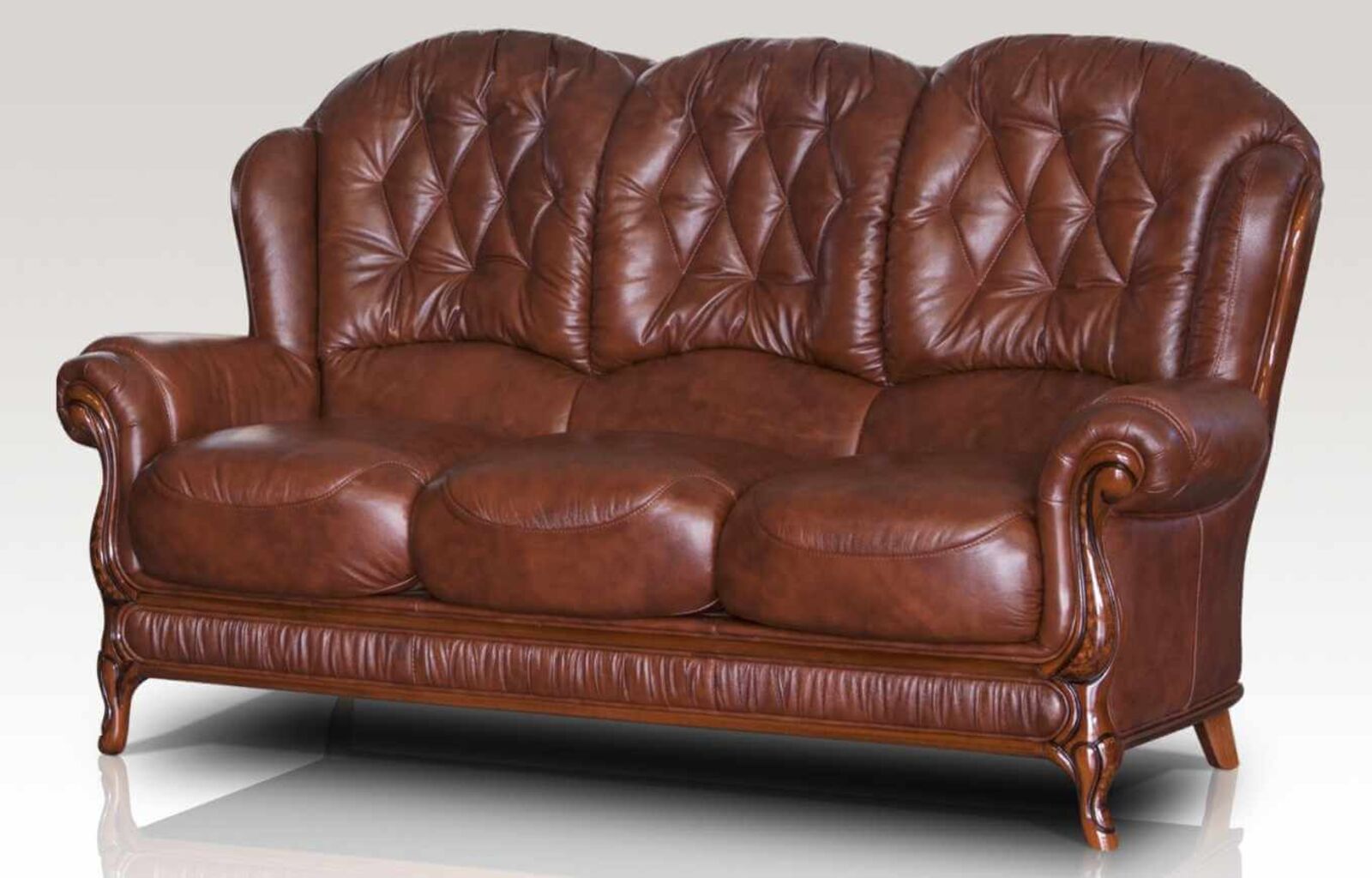 Product photograph of Jupiter Range Genuine Italian Leather 3 Seater Sofa Settee Tabak Brown from Designer Sofas 4U