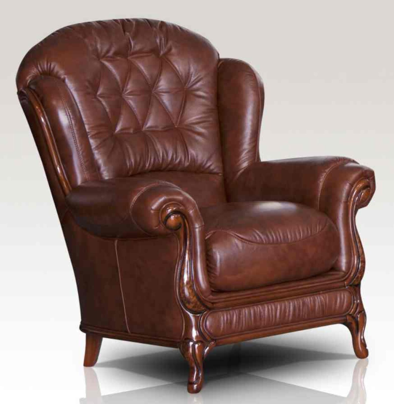 Product photograph of Jupiter Range Genuine Italian Sofa Armchair Tabak Brown Leather from Designer Sofas 4U