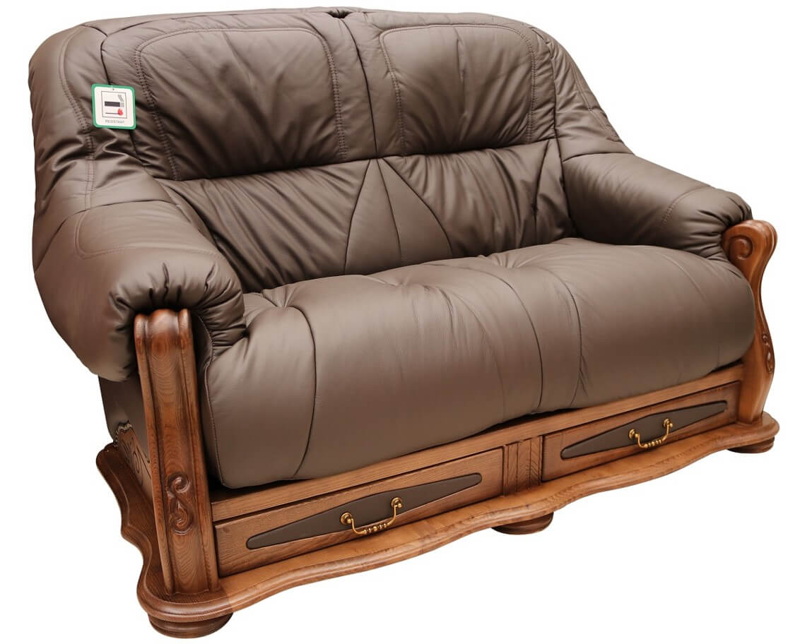 Reclining sofa with on sale storage drawer