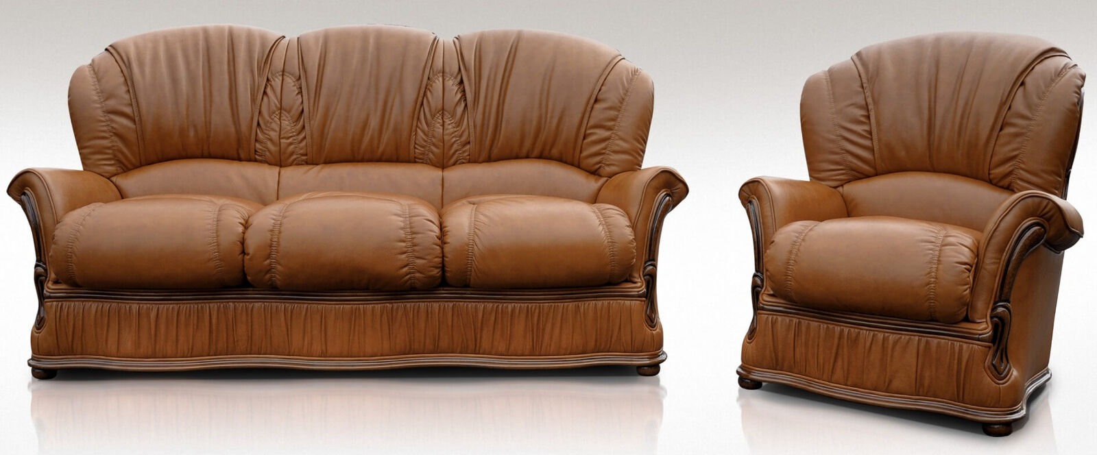 Product photograph of Delaware 3 Seater Armchair Genuine Italian Tan Leather Sofa Suite Offer from Designer Sofas 4U