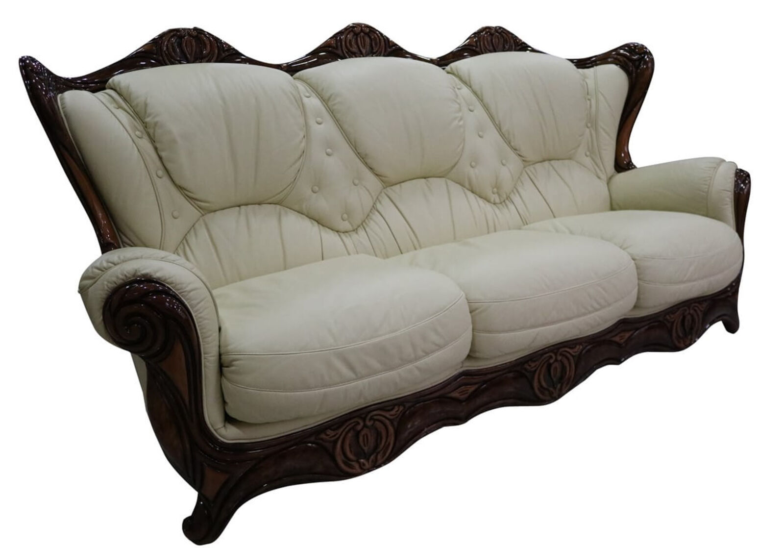 Product photograph of Catania Italian Leather 3 Seater Sofa Cream from Designer Sofas 4U