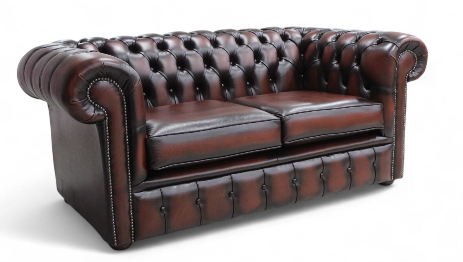 Product photograph of Chesterfield 2 Seater Antique Rust Leather Sofa Offer from Designer Sofas 4U