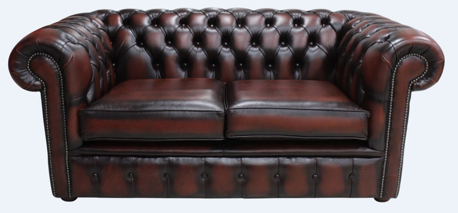 Product photograph of Chesterfield 2 Seater Antique Rust Leather Sofa Offer from Designer Sofas 4U