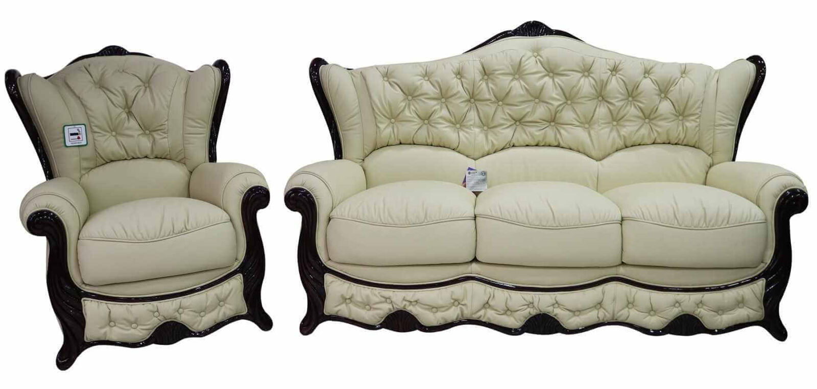 Product photograph of Christina 3 Seater Armchair Genuine Italian Leather Cream Sofa Settee Offer from Designer Sofas 4U