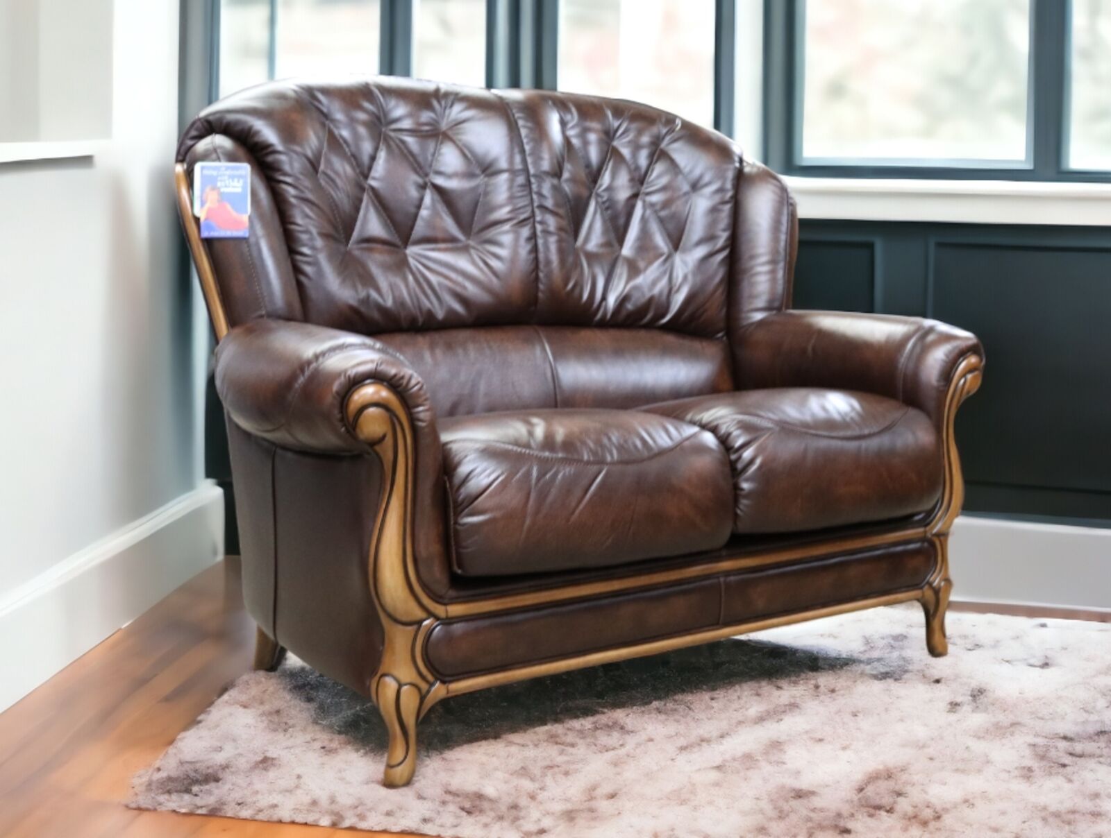 Product photograph of Como 2 Seater Genuine Italian Antique Brown Leather Sofa Stock from Designer Sofas 4U