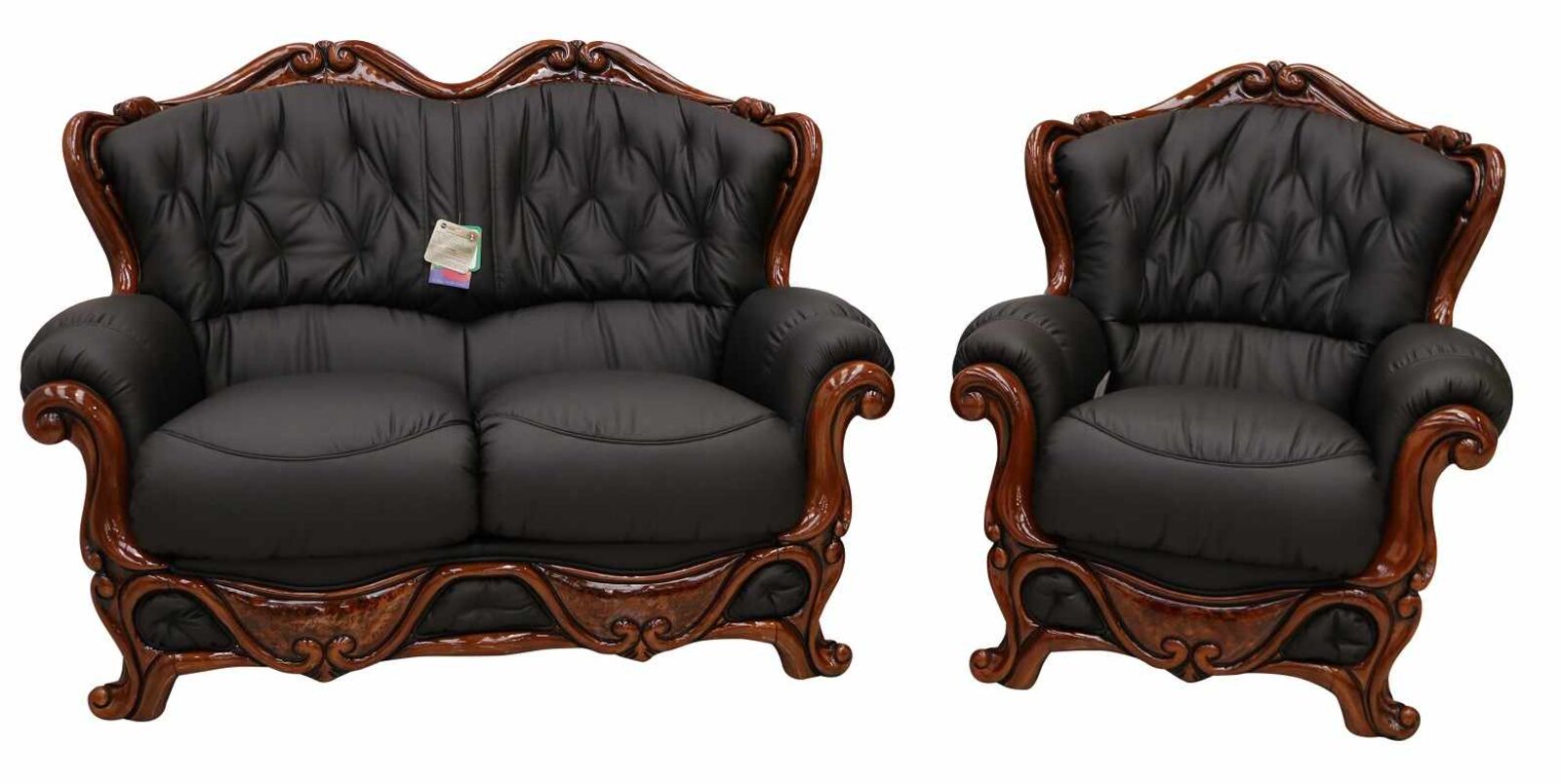 Product photograph of Dante 2 Seater Armchair Italian Leather Sofa Suite Settee Offer Black from Designer Sofas 4U
