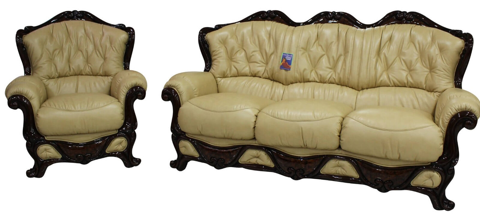 Product photograph of Dante 3 Seater Armchair Italian Leather Sofa Suite Settee Offer Nut from Designer Sofas 4U