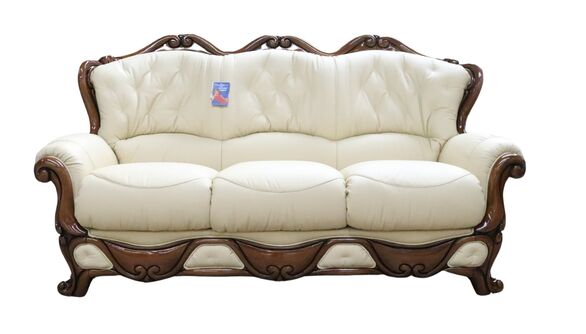 Dante 3 Seater Italian Cream Leather Sofa Settee