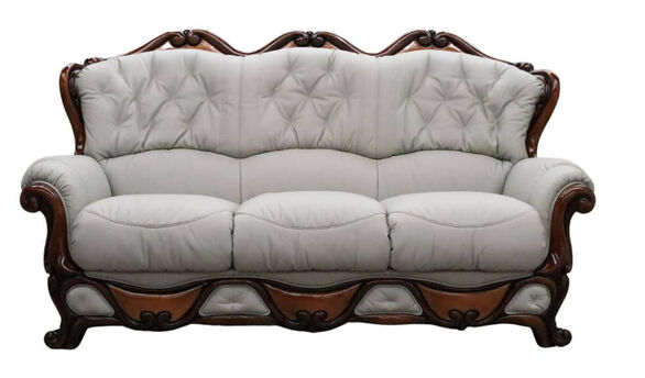 Dante 3 Seater Italian Leather Sofa Settee Light Grey