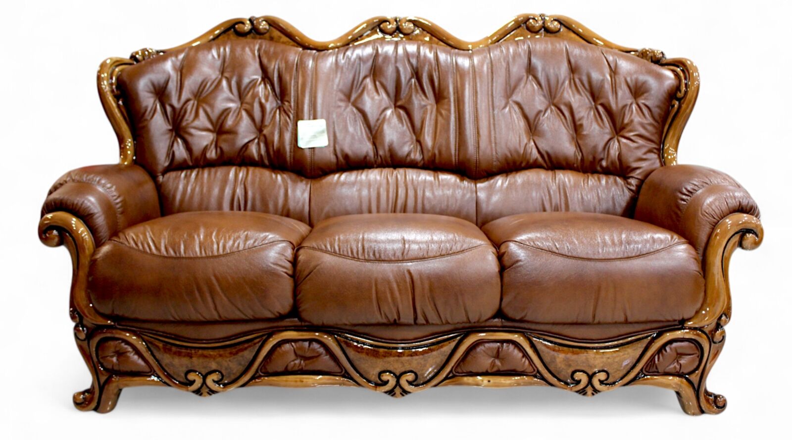 Product photograph of Dante 3 Seater Italian Leather Sofa Settee Offer Tabak from Designer Sofas 4U